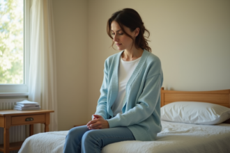 Femme en contemplation dans une chambre lumineuse