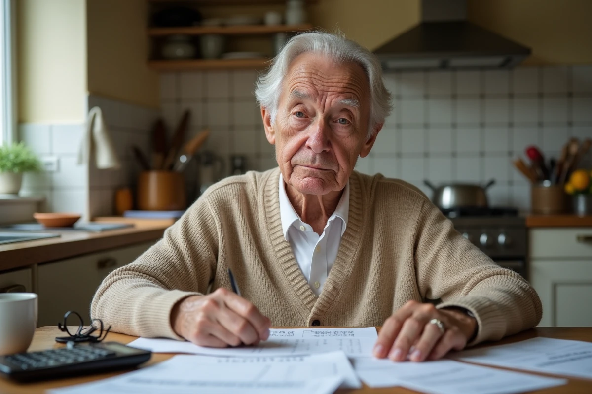 Personne âgée face à des documents de récupération d'APA sur succession à son domicile