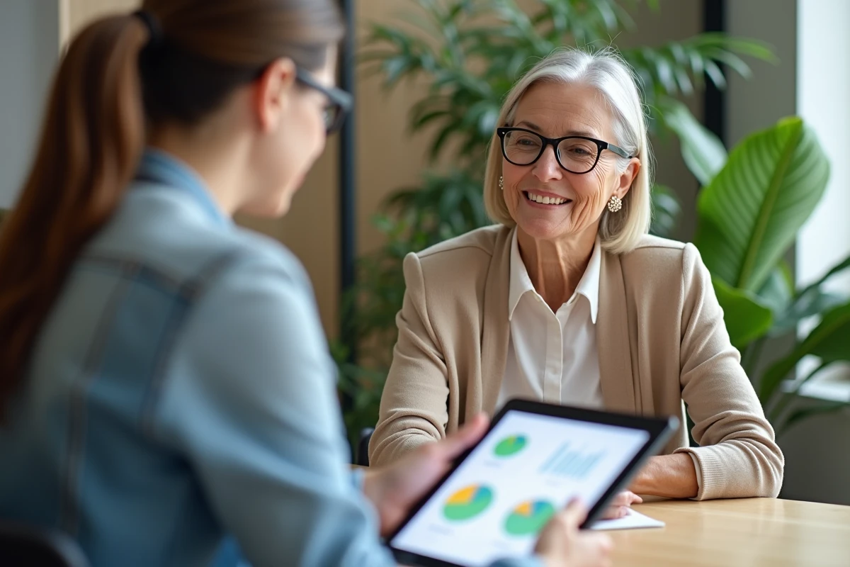 Retraitee souriante lors d